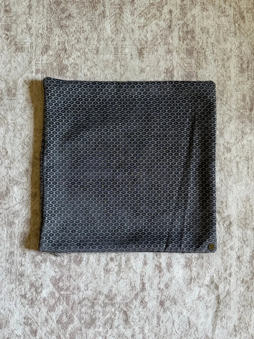 West Elm Honeycomb Jacquard Velvet Pillow Cover 18” Charcoal